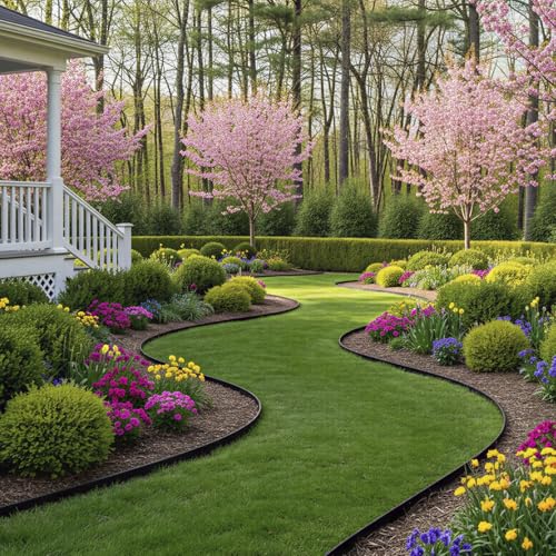 Garden Edging, 50FT x 2" Flexible Plastic Landscape Border with 48 Stakes - style: 50FT