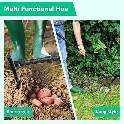 Garden Hoe, Heavy Duty Trenching Hoes with 60 Inch Long Handle, Sharp Edge Triangle Weeding Hoe Garden Tools for Weeds Removal,Cultivating,Digging,Loosen Soil, Trenching, Landscaping Manual Weeder - size: 60"