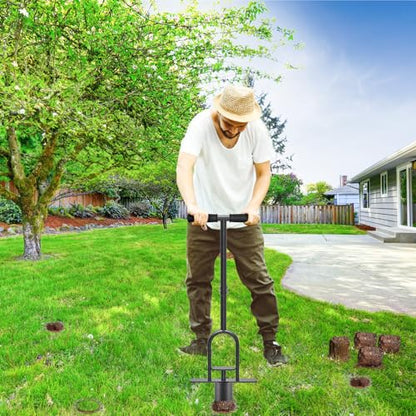 Dolibest Sod Plugger Tool, Grass Plugger Tool with Dual Pedals & Foot Ejector, Bulb Planter W/Sharp Serrations and Non-Slip Soft Grip Handle, for Lawn Planting Bulbs and Grass Repair, Easy Assembly - color: Black F- 3'' depth