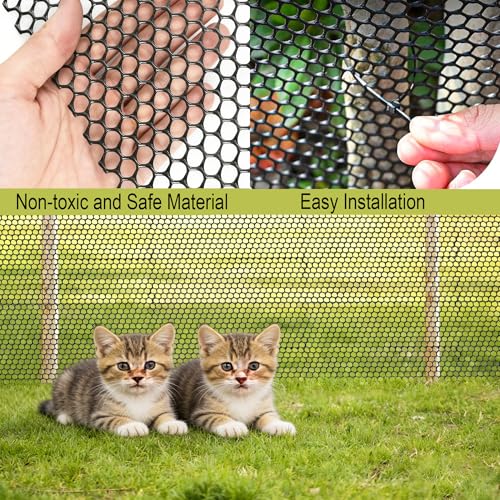 Plastic Wire Mesh Fence Roll 16 in x 50FT Plastic Chicken Mesh with 80 Pcs Zip Ties Balcony Garden Netting Fencing Barrier for Dogs, Poultry, Puppy, Garden Snake Barrier - size: 16IN x 50FT + 80Ties