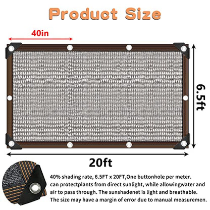 Shade Cloth for Plants Greenhouse, 40-50% Sunblock Shade Sails -for Outdoor Garden Pergola Patio Lawn Plant Pool Sun Shade Cloths for Kennel Chicken Coop Easier to Hang Shade Net Cover - size: 6.5'x20'