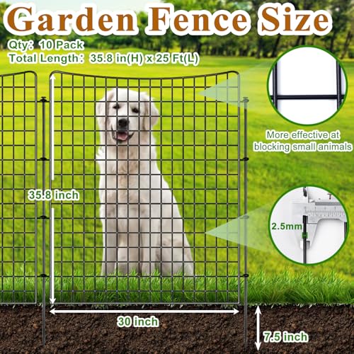 10 Panels Garden Fencing Animal Barrier, 36in(H) X 25ft(L)