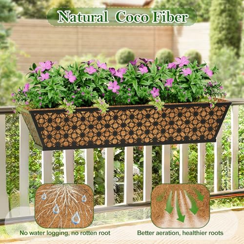 SPECILITE 24" Adjustable Metal Window Railing Planters Boxes, 2 Pack - size: 24in, style: 2Packs