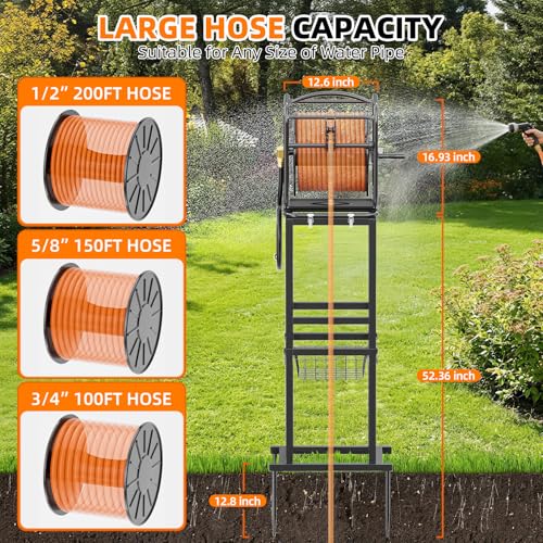 SPECILITE Garden Water Hose Reel, 100-200FT Capacity for Yard, Farm & Ranch - size: 100-200FT Capacity