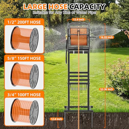 SPECILITE Garden Water Hose Reel, 100-200FT Capacity for Yard, Farm & Ranch - size: 100-200FT Capacity