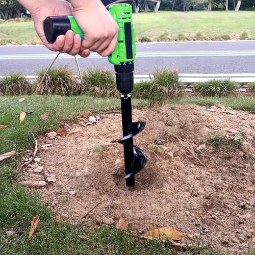 4PCS Garden Auger Drill Bit Set - 1.6x9 & 1.6x16 & 2.7x16 & 3x12 inch - color: Black, size: 4PCS-1.6x9 & 1.6x16 & 2.7x16 & 3x12 in