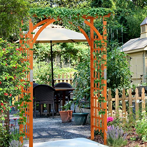 Yaheetech 7FT Wooden Arch Arbor, Wood Trellis for Climbing Plants Outdoor