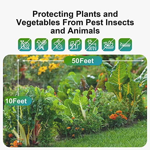 Garden Netting Pest Barrier: 10'x50' Fine Bug Insect Net - size: 10'x50'