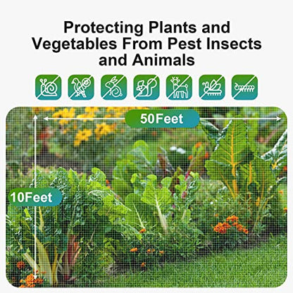 Garden Netting Pest Barrier: 10'x50' Fine Bug Insect Net - size: 10'x50'