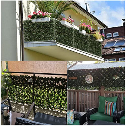 DOEWORKS Expandable Faux Ivy Privacy Screen, Double-Sided, Balcony, 2 Pack - color: Double-Sided Green Leaves, size: 16 x 45 in, 2 Panel