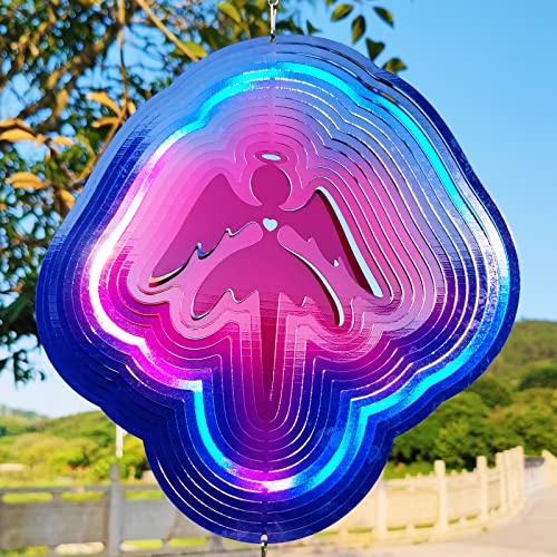 DJUAN 12in Angel Wind Spinner Outdoor Garden Decor Gifts for Women Mom Wife - color: Colorful Angel