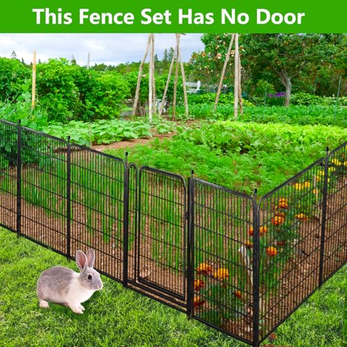 Getlay Doorless Dog Digging Fence Barrier,56in(H) 10 Panels Total 22.1 Ft(L), Black Metal Fencing for Yard 4.6ft Tall, Dog Fence Outdoor for Yard, Fences for Garden Beds, Garden Fencing Border - size: 56''(H)-10panels-22.1ft(L) no gate
