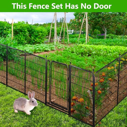 Getlay Doorless Dog Digging Fence Barrier,56in(H) 10 Panels Total 22.1 Ft(L), Black Metal Fencing for Yard 4.6ft Tall, Dog Fence Outdoor for Yard, Fences for Garden Beds, Garden Fencing Border - size: 56''(H)-10panels-22.1ft(L) no gate