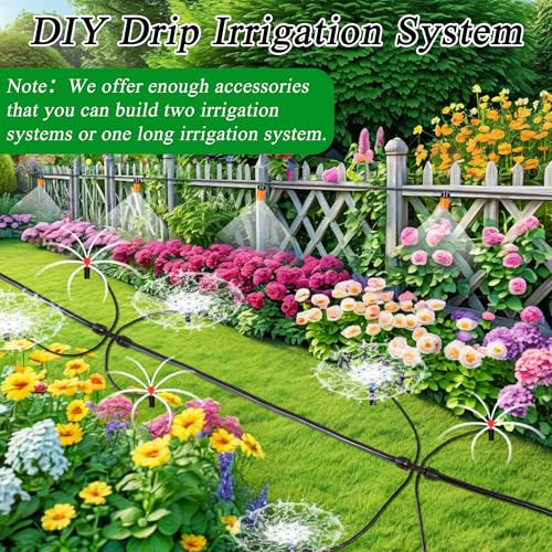 260FT Drip Irrigation System Kit, Automatic Drip Irrigation Kit with 1/2 inch Hose 1/4 inch Distribution Tubing and Accessories for Greenhouse, Yard, Lawn - size: 260 FT (40FT Main tube + 220FT Distribution tube)