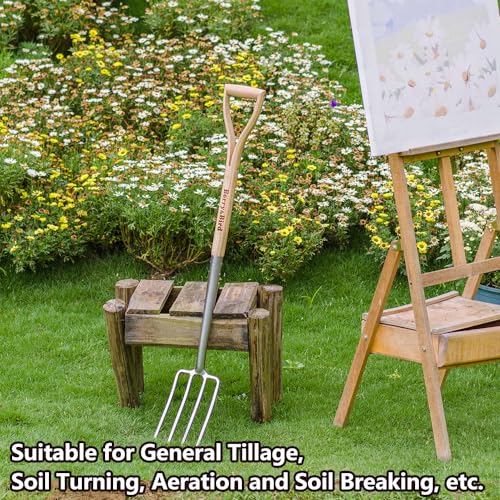 Garden Digging Fork, 37.4" Stainless Steel Garden Pitchfork