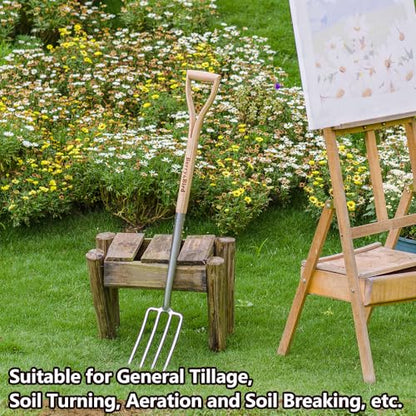 Garden Digging Fork, 37.4" Stainless Steel Garden Pitchfork