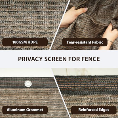 3×10FT Heavy Duty Fence Privacy Screen, 180GSM, 90% Block, Include Zip Ties - color: Brown, size: 3*10FT