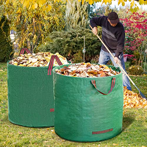 Leaf Bags, 2-Pack 132 Gallons Reusable Yard Waste Bags with 4 Handles