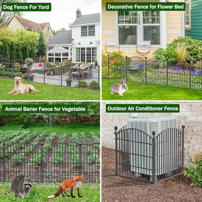 10 Panel No Dig Decorative Garden Fence 24" H x 20'L Outdoor Dog Barrier - size: 24 in(H) X 20 ft(L)