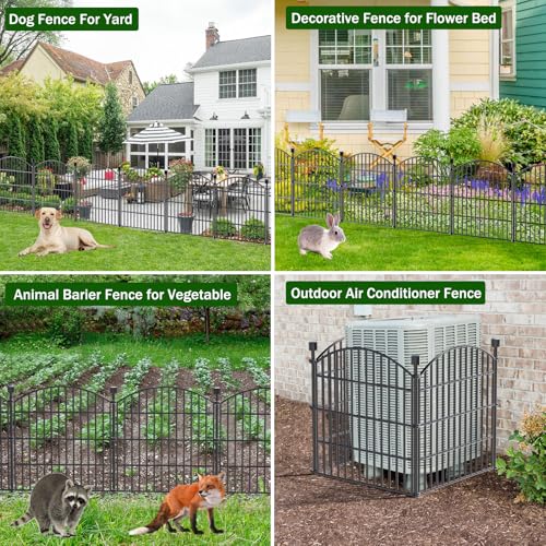 10 Panel No Dig Decorative Garden Fence 24" H x 20'L Outdoor Dog Barrier - size: 24 in(H) X 20 ft(L)