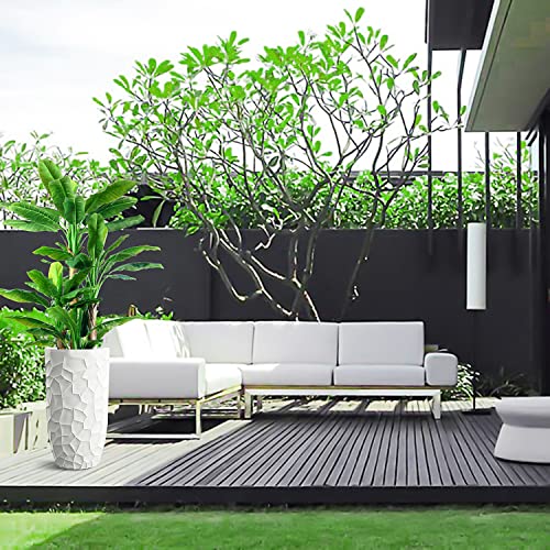 LuxenHome 22" H Concrete Tall Planter with Drainage Hole and Rubber Plug - color: White 22"