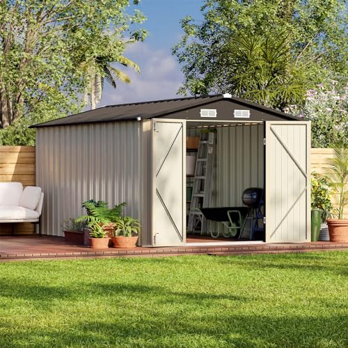 Patiowell 8x12 FT Outdoor Storage Shed, Brown - color: Brown, size: 8x12 FT