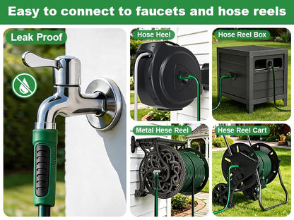 Garden Lead-in Hose 6ft x 5/8" Leader Hose with Female/Female 3/4" Fittings, Leak-Free/Rust-Proof Aluminum Connectors, Short Water Hose for Hose Reel Connecting. - size: 6FT Double Females