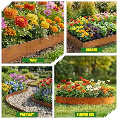 33ft. Metal Landscape Edging 5 inch (2.5" Above Ground, 2.5" Below Ground) - color: Powder-Coated Rust, size: 10 Pack (40 x 5IN)