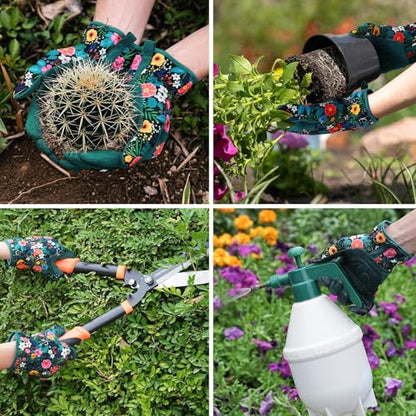 Garden Gloves for Women Thick for Gardening, Working (Green)