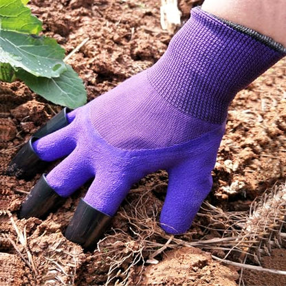 DCCPAA Garden Gloves with Claws,Claw Gardening Gloves for Digging,Planting, Weeding, Seeding-Waterproof for Men and Women - color: Purple-w + Green-w