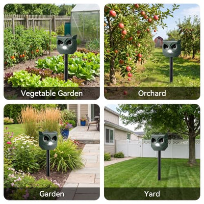 Solar Ultrasonic Animal Repeller, Outdoor Cat Deterrent for Deer Squirrels