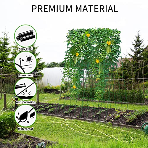 Cucumber Trellis 2 Pack, 59" H Foldable A-Frame Garden Trellis - color: Noble Green, size: 59" H