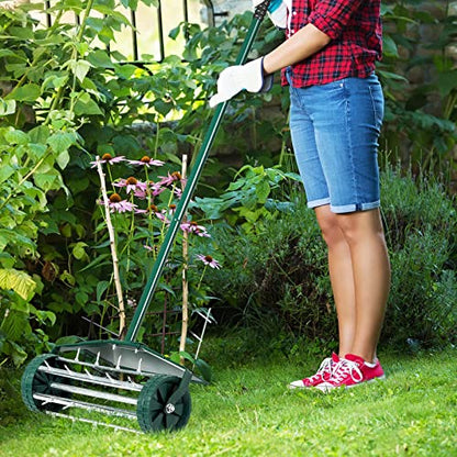DORTALA Manual Lawn Aerator, Aerator Lawn Tool with Anti-Slip Handle and Tine Spikes, Easy Assembly, Grass Aerator for Lawn, Yard, Garden (with Fender)