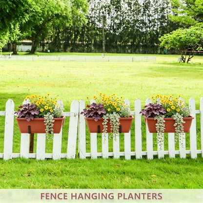Deck Railing Planter Boxes Adjustable Window Boxes Planter Set of 2, Red - color: Red