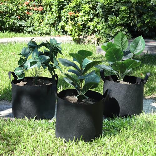 12-Pack 5 Gallon Grow Bags Heavy Duty Thickened Nonwoven Fabric Pots with Durable Handles - size: 5 Gallon