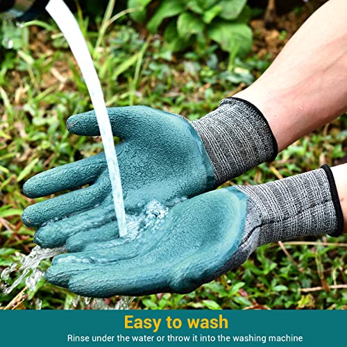 DOFOWORK Gardening Gloves - 6 Pair Gardening Gloves for Women/Men with Grip - color: Green & Grey