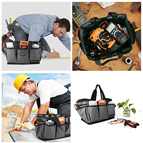 Housolution 14 Inch Gardening Tote Bag, Garden Tool Storage Bag, Gray+Black - color: Gray & Black, size: 14 Inch