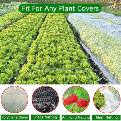 10 Sets Greenhouse Hoops Grow Tunnel-41.3" W x 31.5" H with 30 PCS Clamps,DIY Garden Hoop Plastic Rustproof Support Frame Garden Hoop Stakes for Plants Fruits Vegetables Raised Garden Beds Row Cover
