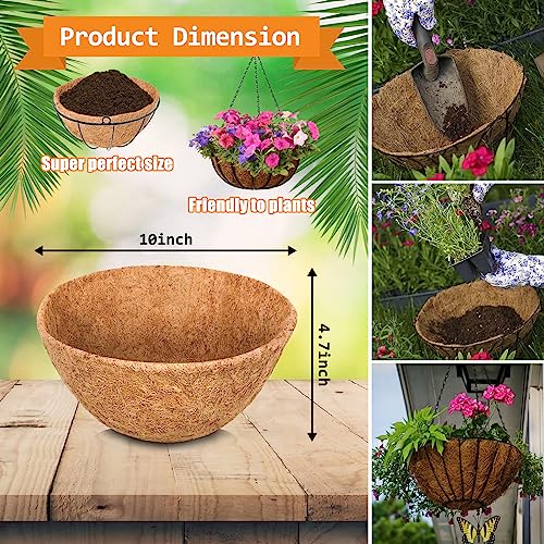 Riare 6 Pack 10 Inch Coco Liners for Planters, Round Hanging Baskets Liners - size: 10inch