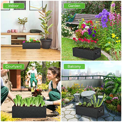 ANGELIOX 1 Pack 38 Gallon Grow Bags, 400g Thickened Nonwoven Fabric Raised Garden Bed Square Flower Planter Containers for Carrot Onion,Flowers,Fruit/Growing Pots with Handles(120x60x20cm) - size: 120*60*20