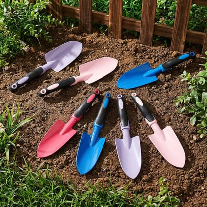 Yaocom 12 Pcs Garden Shovel Aluminum Alloy Heavy Duty Trowel Small Digging Shovels Metal Hand Trowel Spade with Soft Handle for Garden Lawn Yard Planting Tool (Wide Shovel,Fuchsia,Purple,Blue,Pink) - color: Fuchsia, Purple, Blue, Pink, size: Wide Shovel