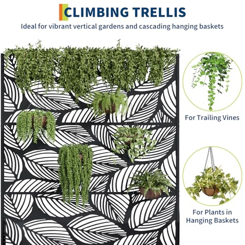 Garvee 71"x47"x16" Metal Planter Box with Trellis for Climbing Plants Vines - color: Birch Leaf, size: no Wheel