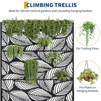 Garvee 71"x47"x16" Metal Planter Box with Trellis for Climbing Plants Vines - color: Birch Leaf, size: no Wheel