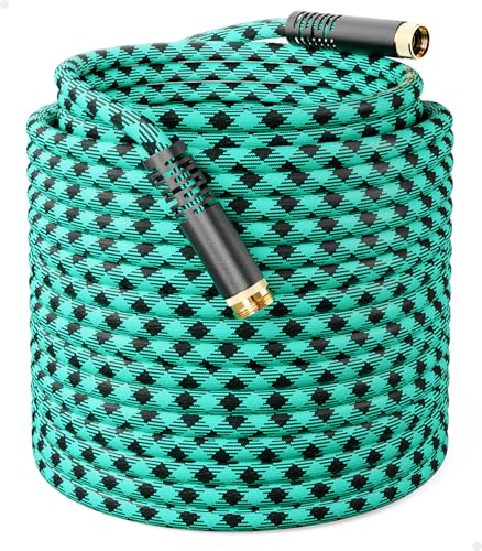 WELLUCK 100 FT Garden Hose - Flexible Water Hose, Lightweight Non-Expanding hose, Leak proof, Pressure Resistant for Yard, Outdoor, 3/4 Inch Solid Brass Fittings and 5-Layer PVC Core - size: 3/4 in x 100FT, style: Blue