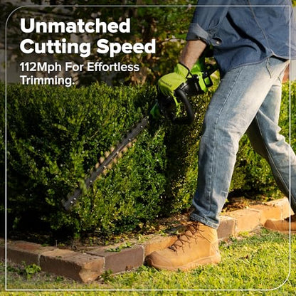 Greenworks 24V 24 in Cordless Hedge Trimmer, 2.0 Ah Battery and Charger - size: 24 in, style: With 2Ah Battery
