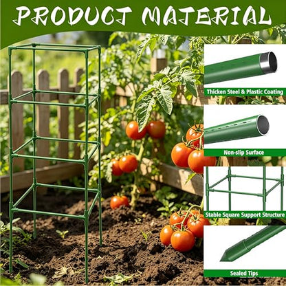 3 Pack Square Tomato Cages for Garden, 42 Inch Tall Heavy Duty Metal Tomato Plant Support Trellis, Adjustable Large Tomato Stakes for Outdoor Pots Climbing Plants, Vegetables, Cucumber - size: 42Inch