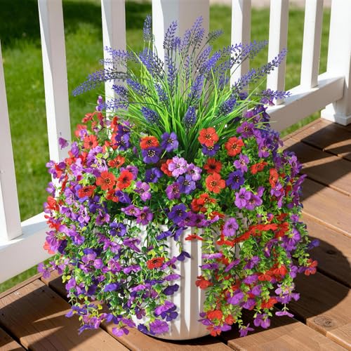 Artificial Fake Hanging Flowers Plants for Outdoor Outside Decoration - color: Mixed 2
