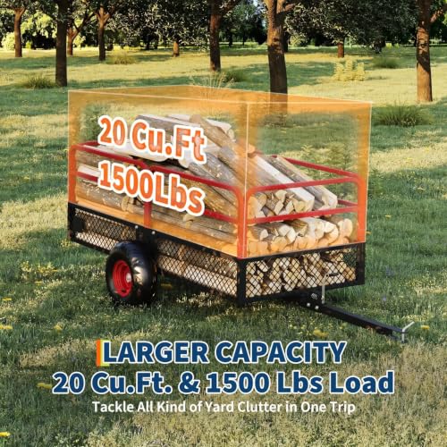 Garvee Tow Behind Dump Trailer for ATV UTV 1500 lbs 20 Cubic Feet