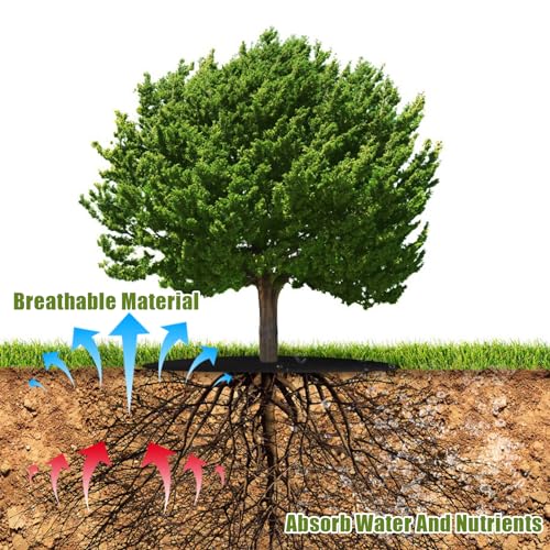 12 Pack 20.5 Inch Non-Woven Tree Mulch Ring - Degradable Tree Protector Mat, Round Anti Grass Gardening Landscaping Fabric Cover, Reusable Tree Weed Barrier Mat for Weed Control Root Protection - color: Black