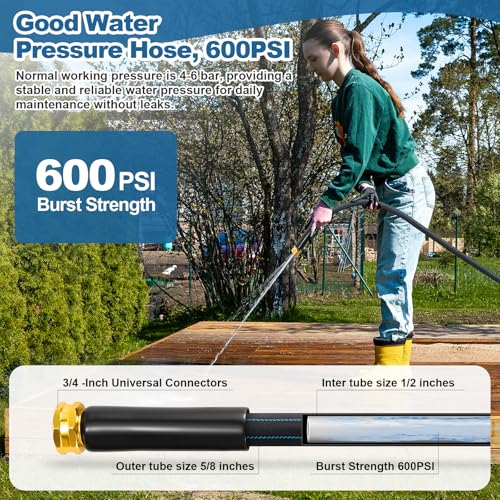 CXEZSIK Garden Hose 50FT Lightweight Non-Expanding Leak-Proof No-Knot Black - color: Black Blue, size: 50FT